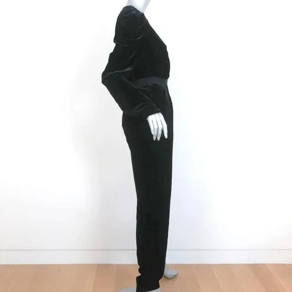 Ulla Johnson Jumpsuit Sabine Black Velvet Size 6 Long Sleeve V-Neck NEW - Picture 4 of 8